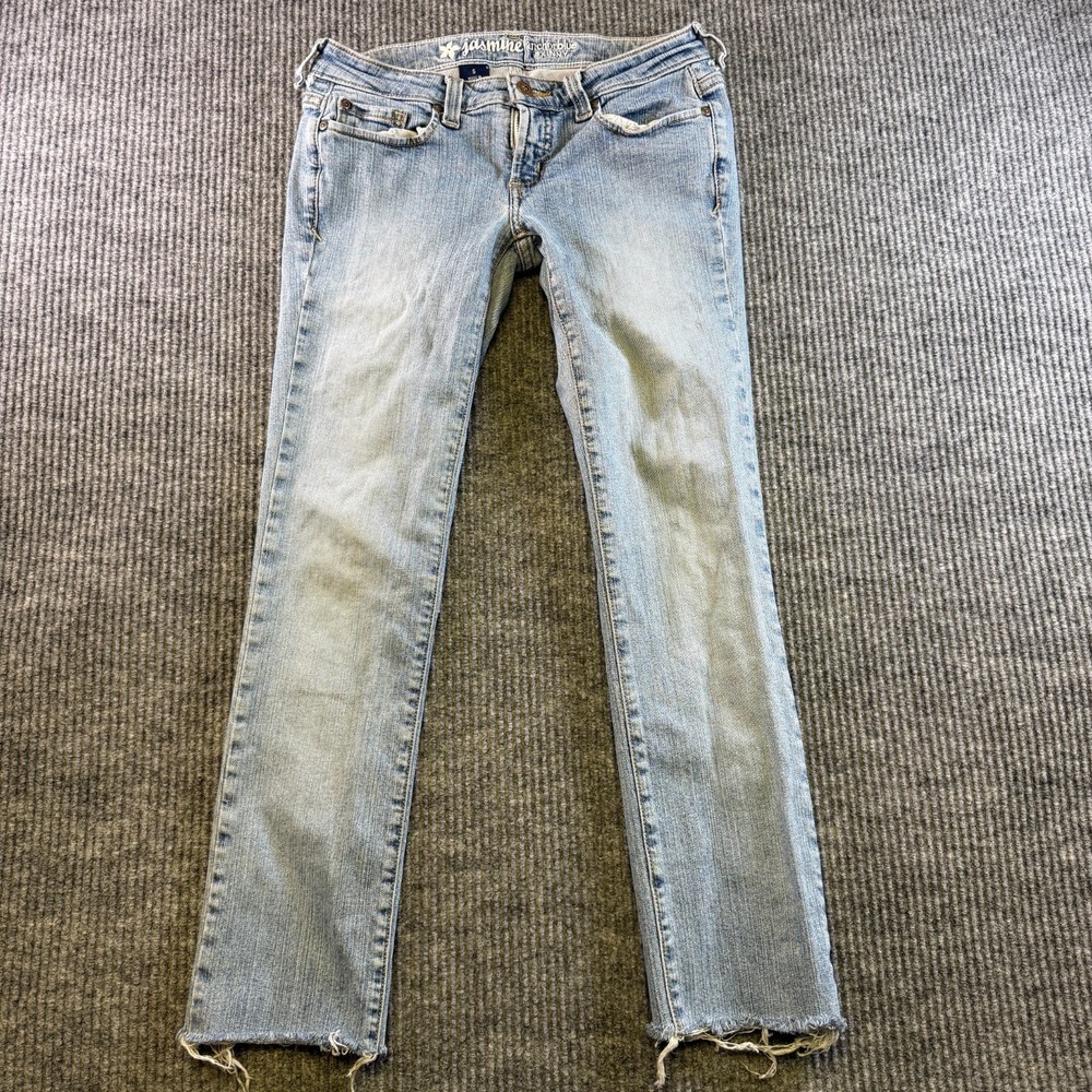 Jasmine Anchor Blue Skinny‎ Jeans Womens Size 5 Light Wash Raw Hem Stretch